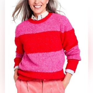Rowing Blazers x Target Pink & Red Striped Fuzzy Sweater | Size Medium